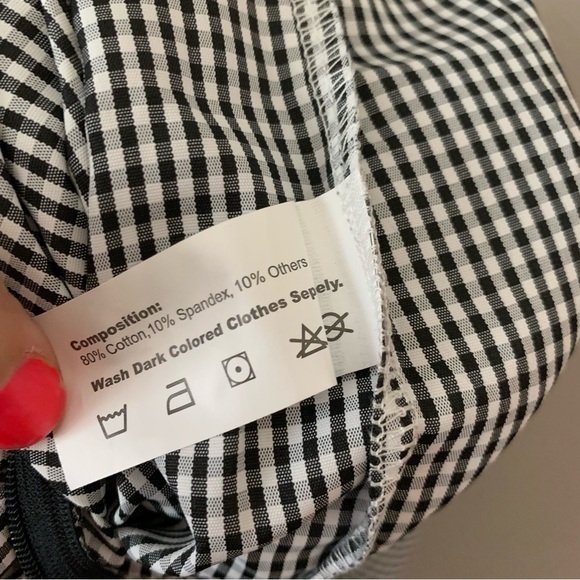Zaful Gingham Plaid Check Black & White Mini Dress Ruffle Hem Coquette Girl US 4 - Picture 9 of 12